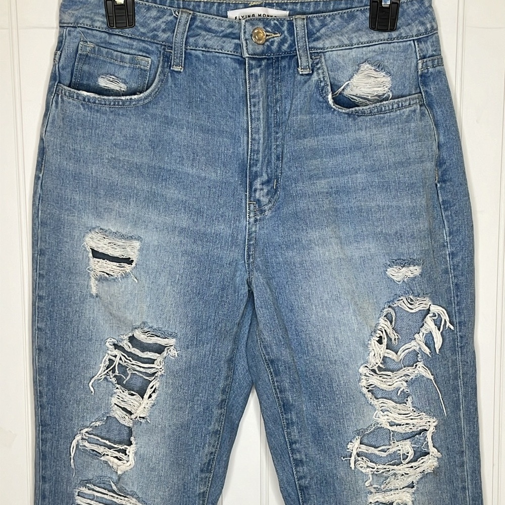 Flying Monkey Super High Rise Rigid Straight Distressed Jeans Size 27 - Picture 2 of 13